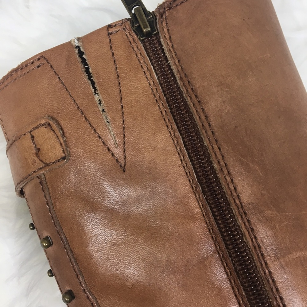 Lucky Brand studded leather brown tan tall boots - Picture 8 of 8